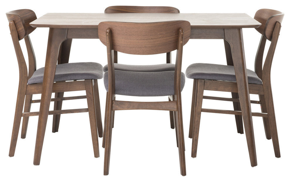 GDF Studio Williamgsburg Mid-Century Modern 5 Piece Dining Set, Dark Gray