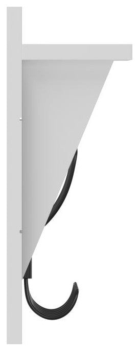Daly Wall Mounted Solid Pine Wood Storage Rack With Upper Shelf and 5 Hooks, Solid White