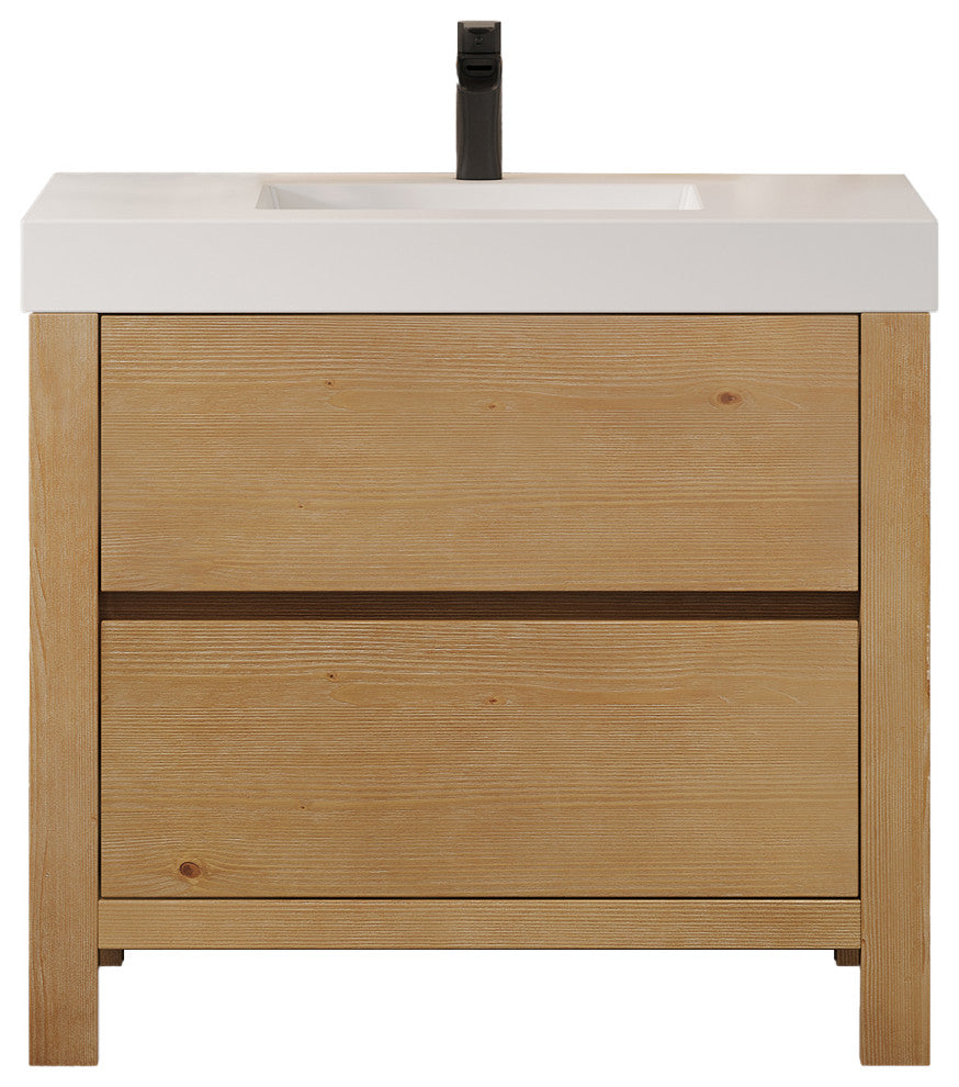 Cascadia Bathroom Vanity, Weathered Fir, 36", No Mirror