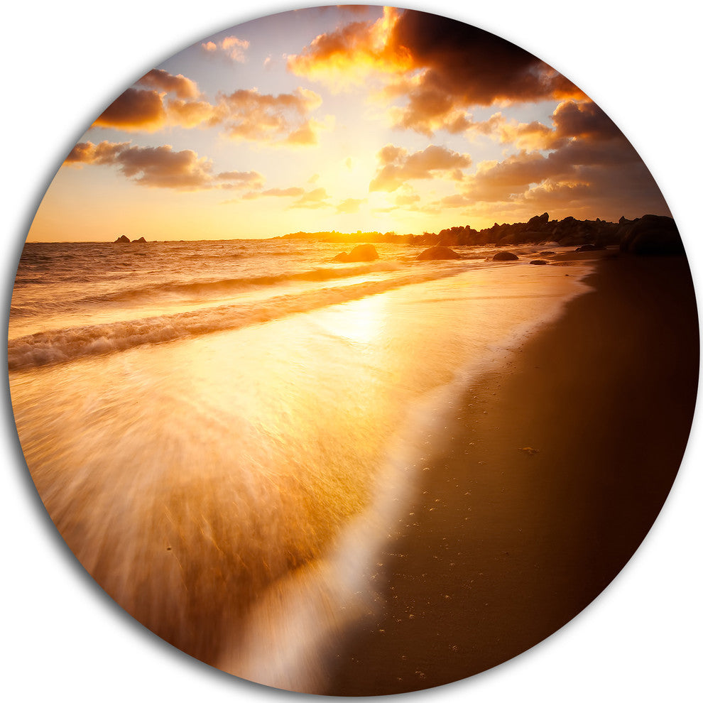 Amazing Sunrise Over Australian Beach, Seascape Round Artwork, 23"