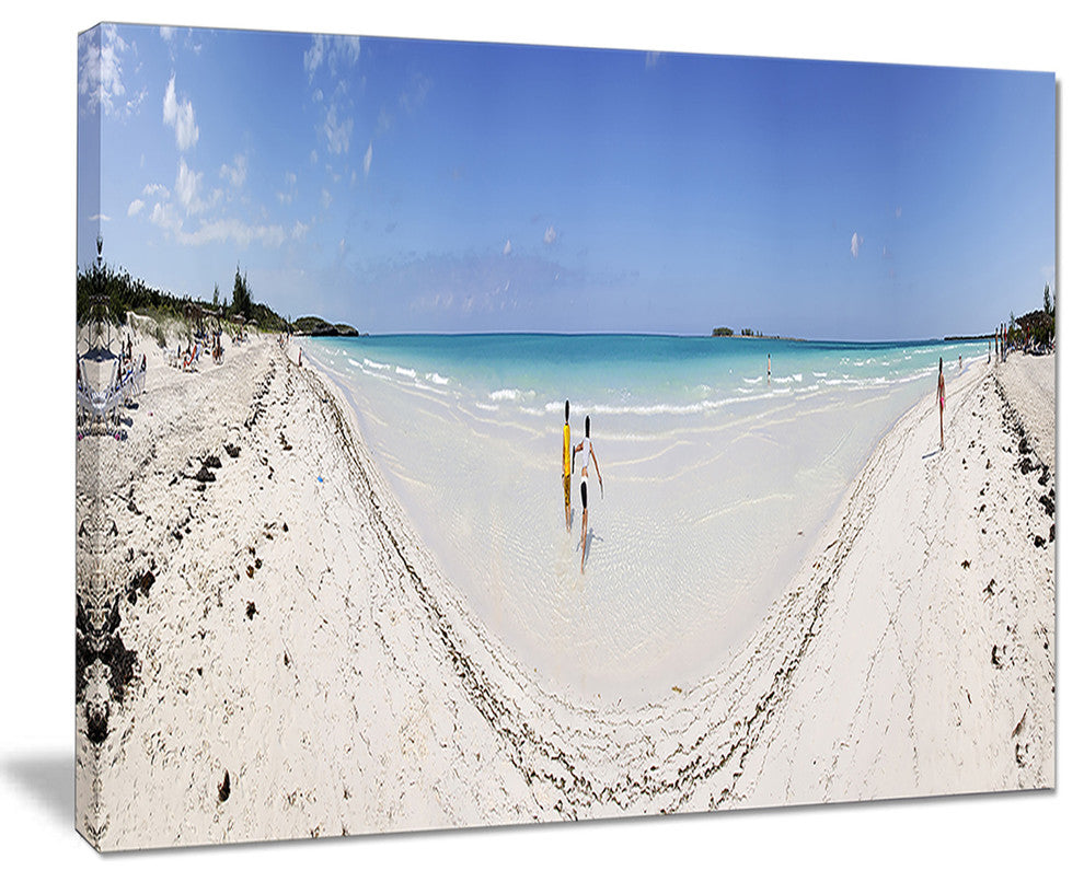 "Cayo Coco Tropical Beach Panorama" Modern Seascape Canvas Artwork, 40"x30"