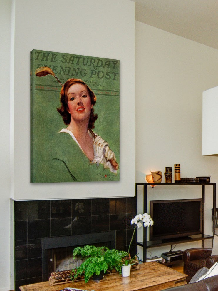 "Portrait of Lady Golfer" Painting Print on Canvas by Penrhyn Stanlaws