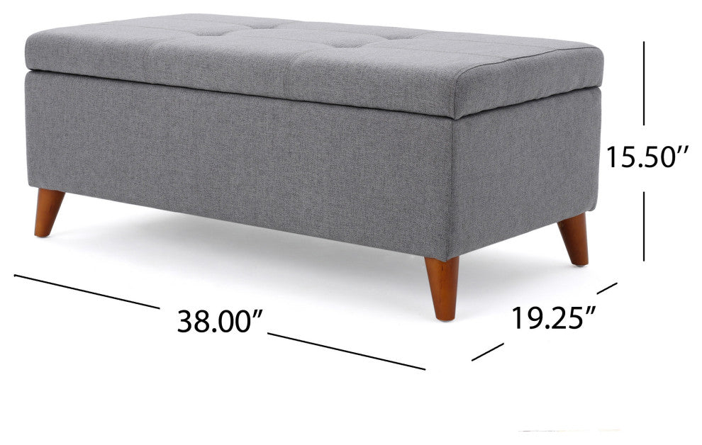 GDF Studio Katherine Tufted Fabric Storage Ottoman, Gray