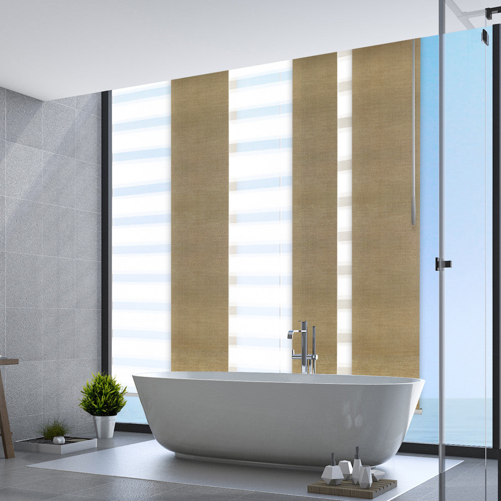 Blanched White-Daffodil 6-Panel Track Extendable Vertical Blinds 70-130"x94"