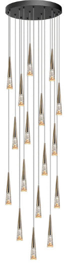 Modern Simple Crystal Staircase Chandelier Light, D24", Brass