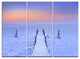 "Jetty in Frozen Lake Netherlands" Wooden Metal Wall Art, 3 Panels, 36"x28"