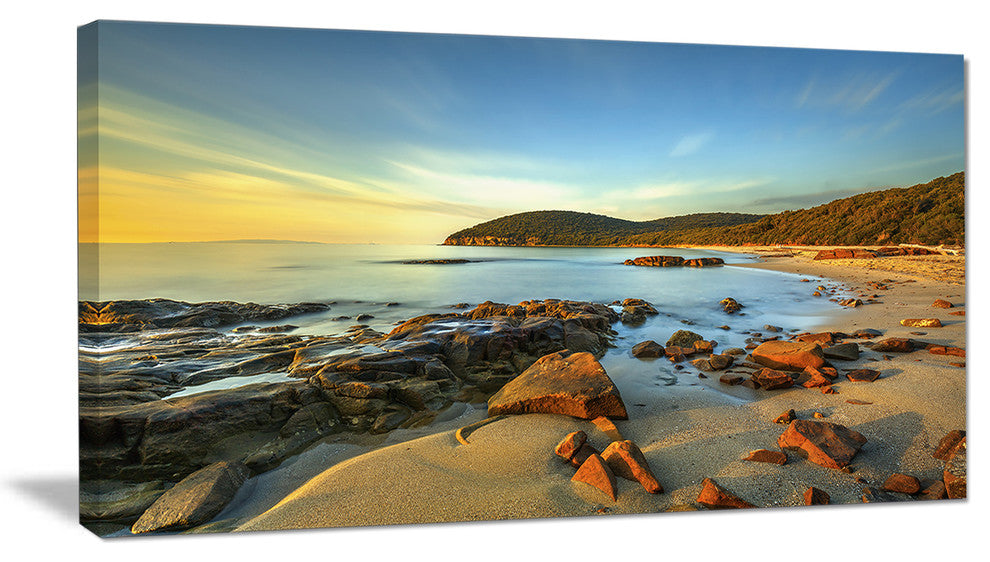 "Sunset in Cala Violina Bay" Landscape Wall Art Canvas Print, 1 Panel, 60"x28"