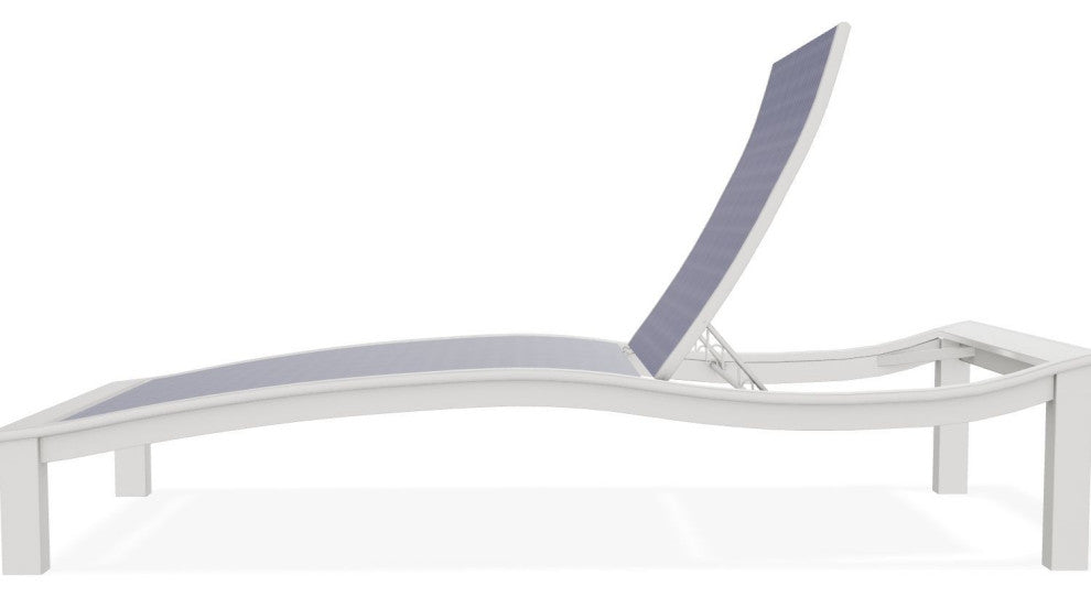 Bazza Sling 4-Position Contour Outdoor Chaise Lounge, Breeze/Snow