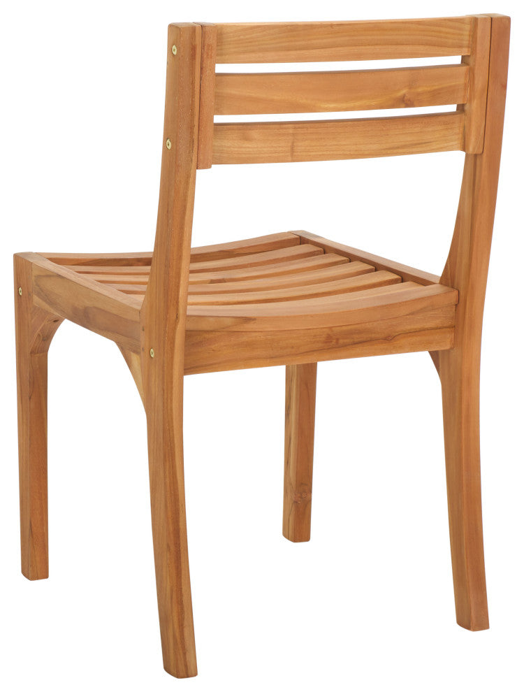 Safavieh Indoor-Outdoor Anna Solid Teak Chair, Set of 2, Natural