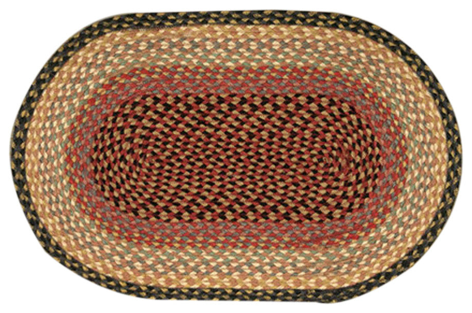 Burgundy/Gray/Cream Oval Braided Rug 20"x30"