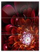 "Fractal Red and Yellow Flower" Digital Metal Wall Art, 3 Panels, 28"x36"