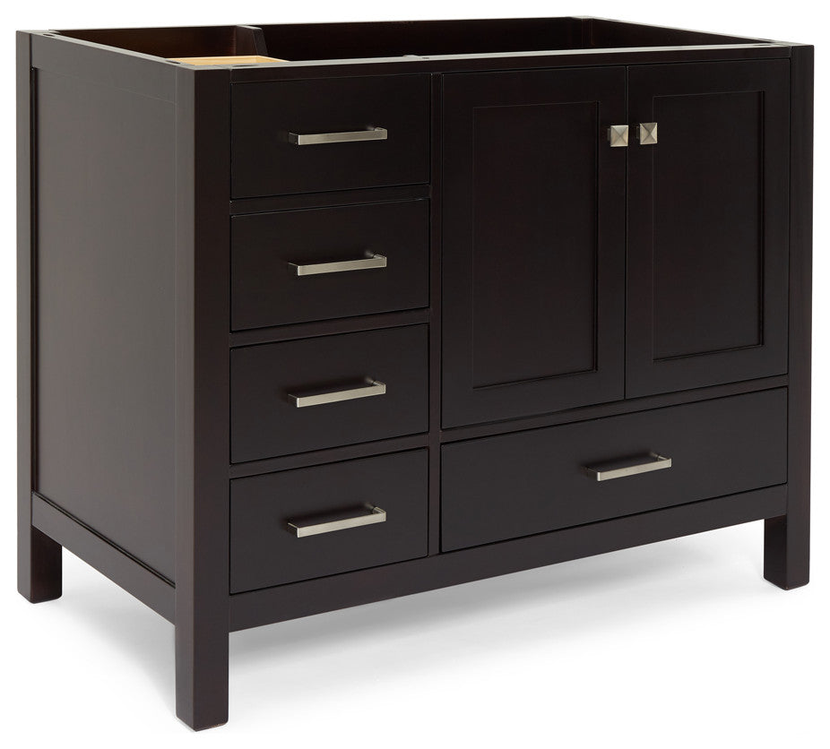 ARIEL Cambridge 42" Right Offset Single Sink Bathroom Vanity Base Espresso