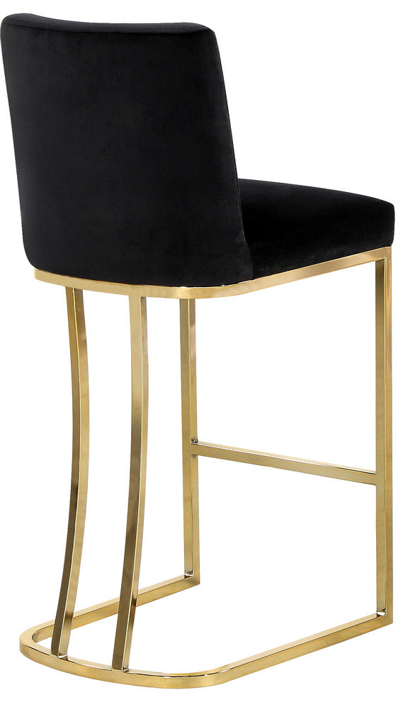 Heidi Upholstered Counter Stool, Black, Gold, Velvet