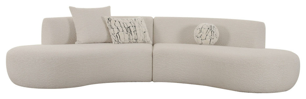 Divani Casa Weldon Modern Off-White Fabric Curved Sectional