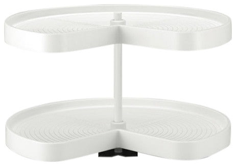 Polymer Kidney 2-Shelf Lazy Susan for Corner Base Cabinet, White, 28"W