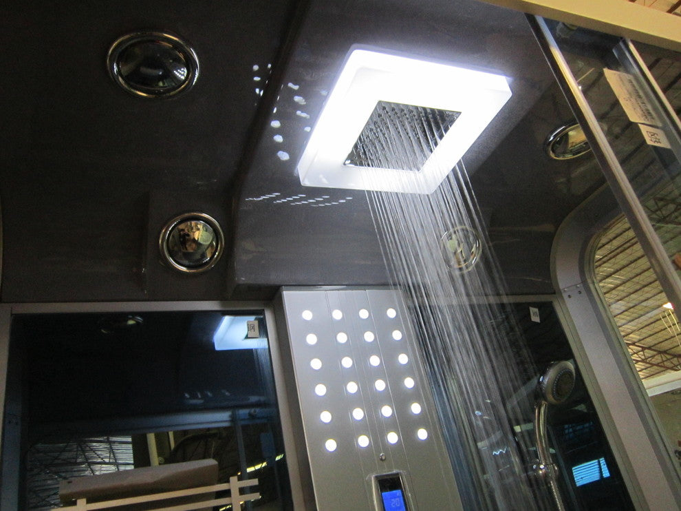 47" Corner Steam Shower-Blue Glass