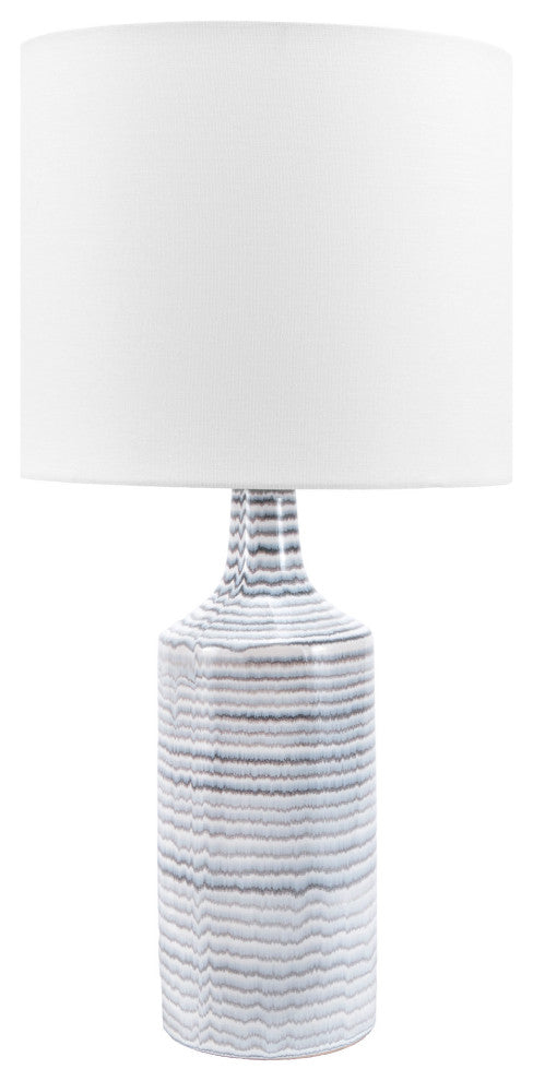 Nuloom Ceramic Linen Shade Gray Finish On-Off Switch Table Lamp, 28"