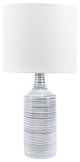 Nuloom Ceramic Linen Shade Gray Finish On-Off Switch Table Lamp, 28"