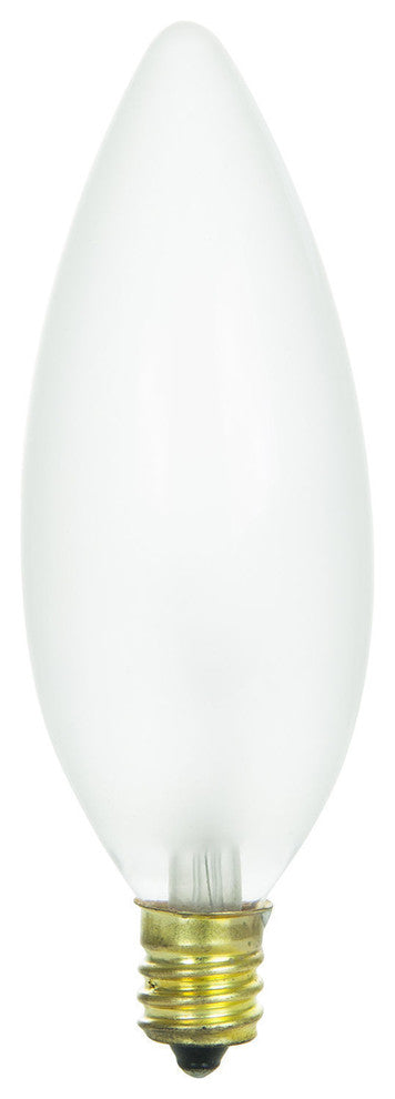 Sunlite 25 Watt Torpedo Tip Chandelier, Candelabra Base, Frost, 15 Pack