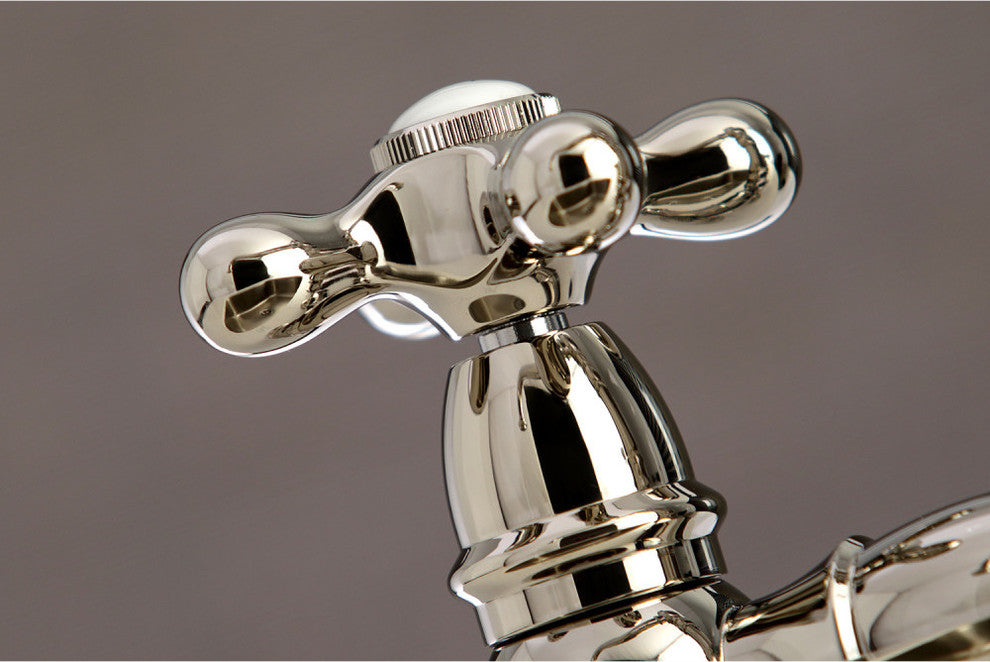 Kingston Brass Bridge Kitchen Faucet With Sprayer, Polished Nickel