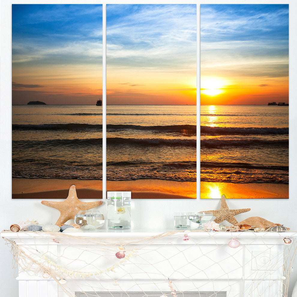 "Fascinating Sunset Over Clam Beach" Beach Metal Wall Art, 3 Panels, 36"x28"