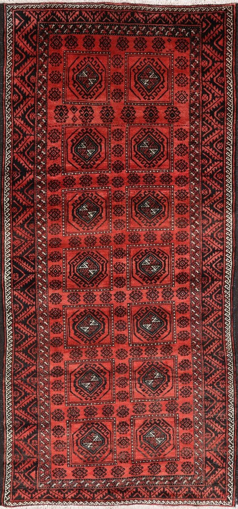 4'x9 Persian Balouch Traditional Wool Runner, W2324