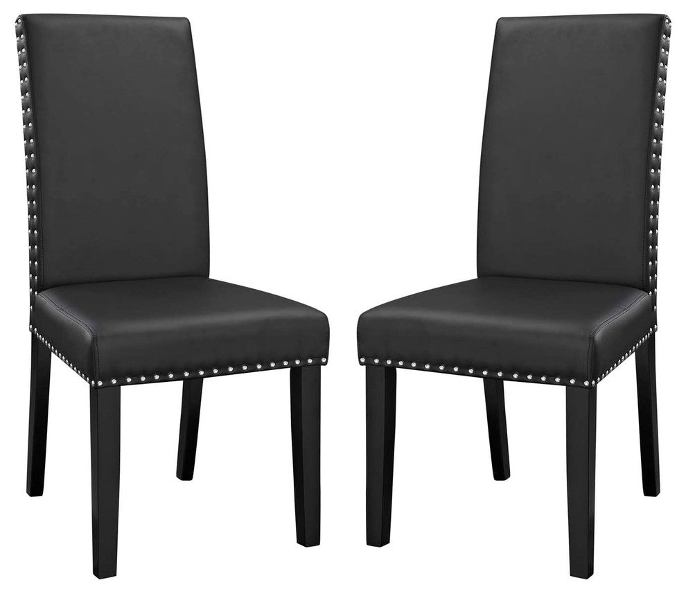 Parcel Dining Side Chair Vinyl Set of 2, Black