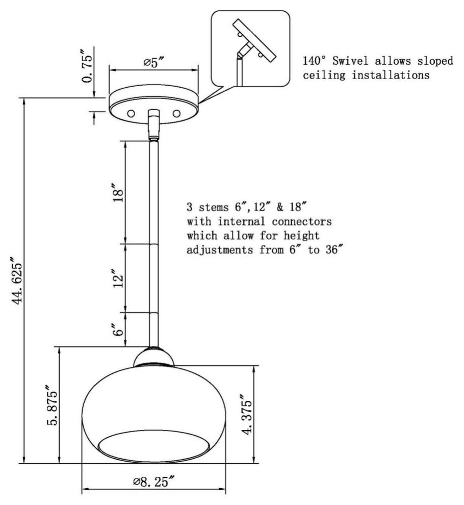 1-Light Mini Pendant, Black