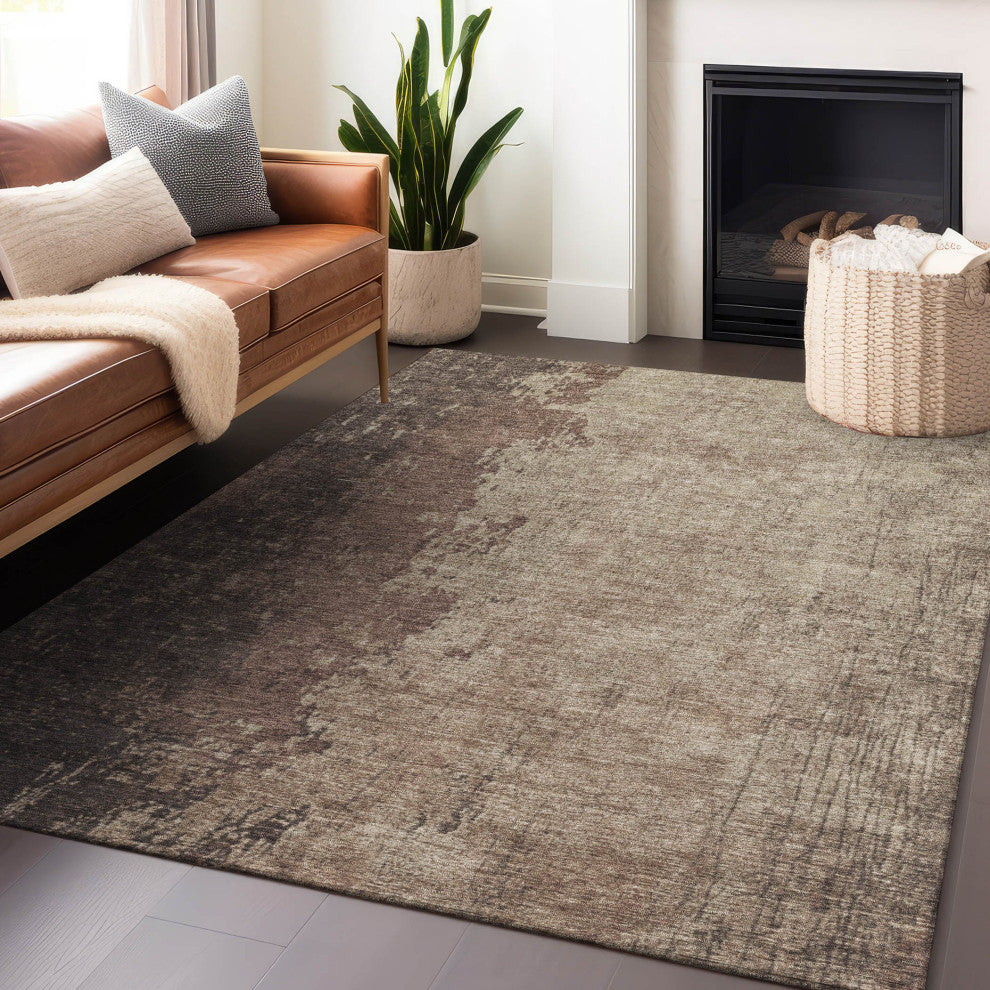 Machine Washable Indoor/Outdoor Chantille ACN1904 Chocolate 8' x 10' Rug