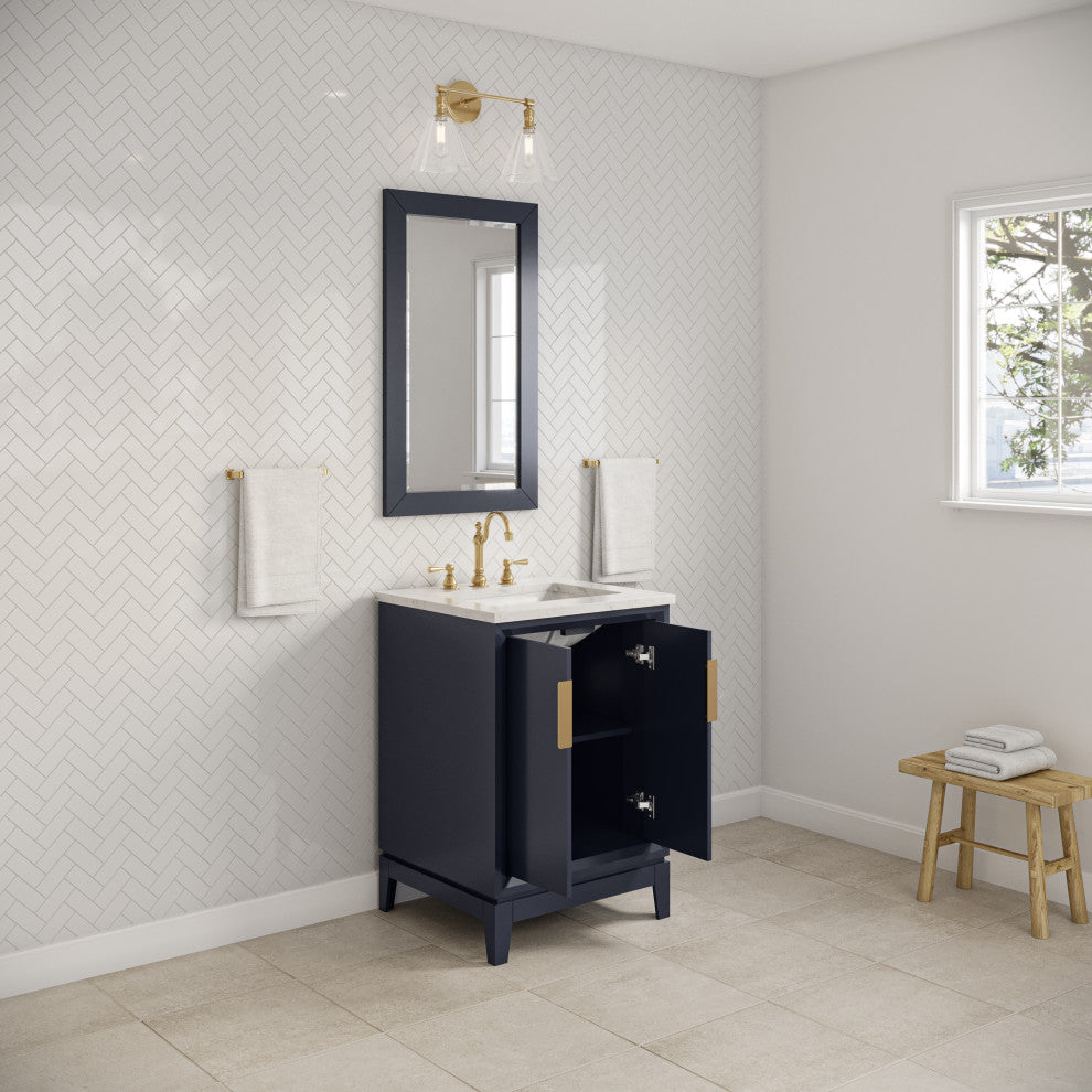 Elizabeth 24" Single Sink Carrara White Marble Vanity, Monarch Blue