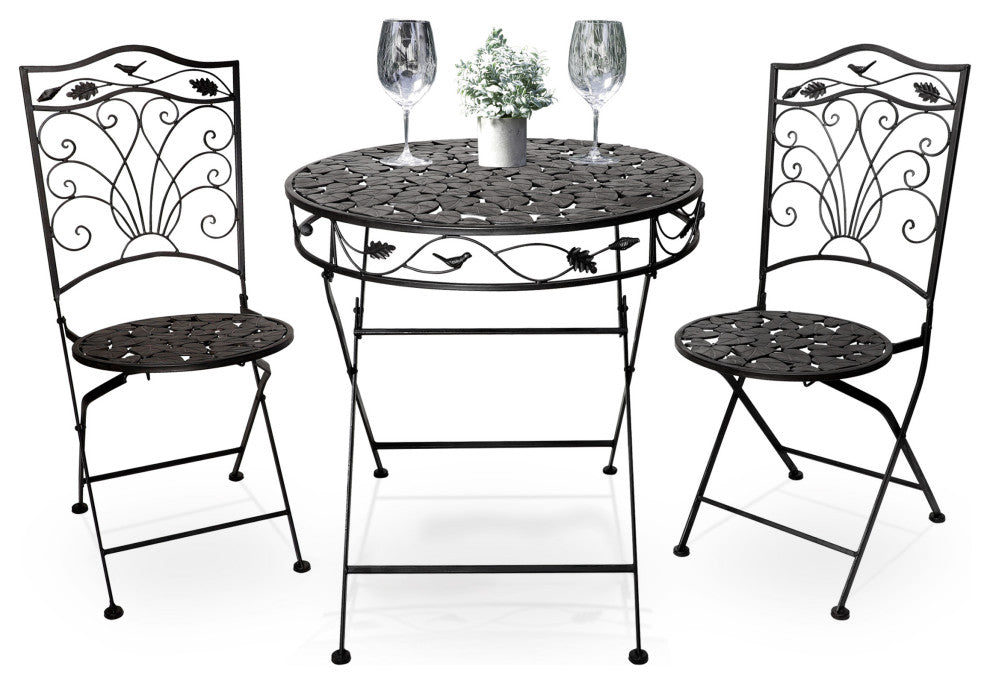 Iron 3-Piece Sun Leaves Bistro Set