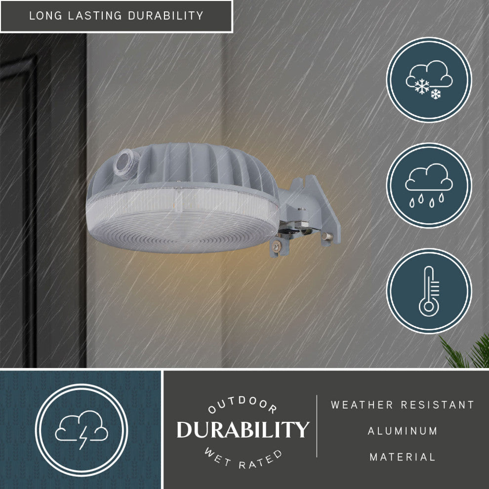 Gray Aluminum LED Outdoor Security Flood Light, Dusk to Dawn, 5000 Lumens