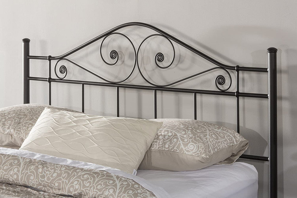 Traditional Metal Headboard, King, Textured Black