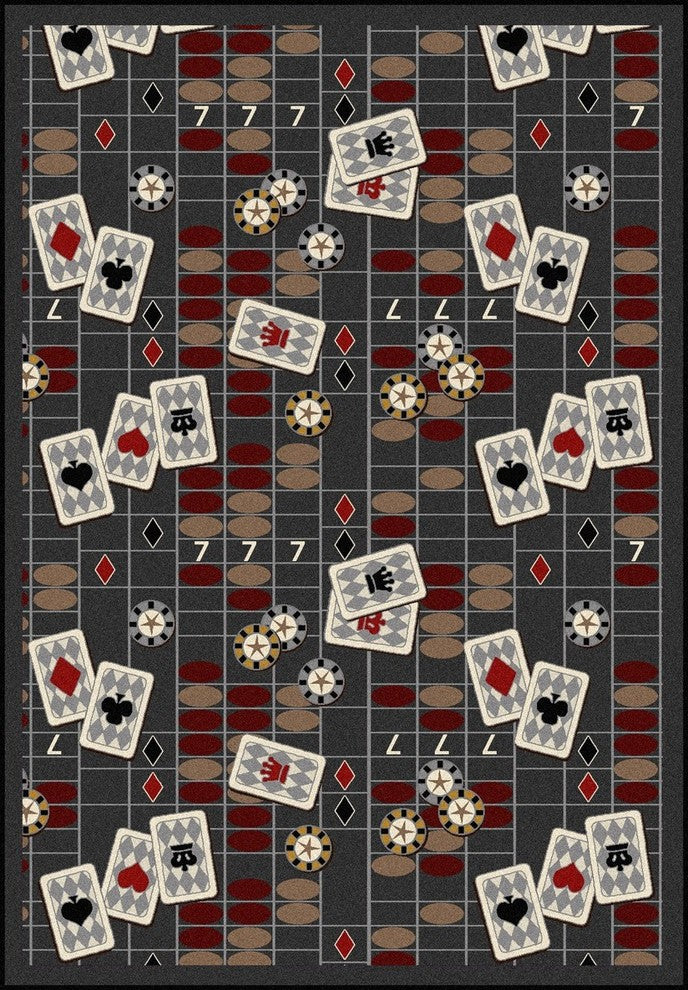 Games People Play Rug, Feeling Lucky, 7'8"x10'9", Charcoal