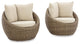 Ashley Furniture Danson Outdoor Fabric Swivel Lounge in Dark Brown (Set of 2)