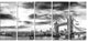 "Black and White View of London" Panorama Cityscape Wall Art, 60"x28", 5-Panels