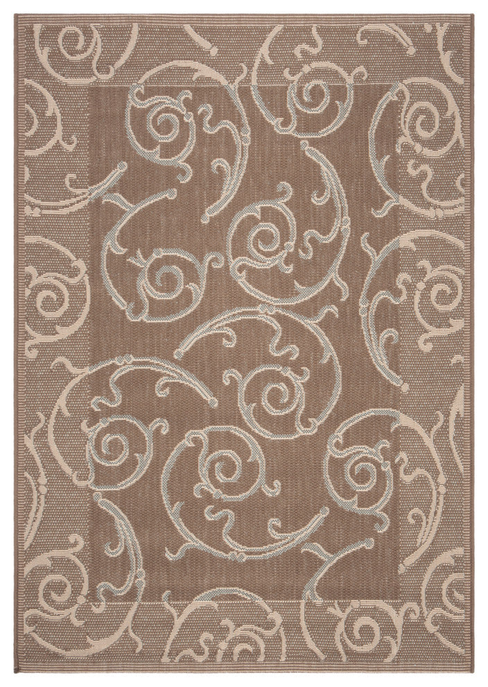 Safavieh Courtyard Cy7108-97A18 Outdoor Rug, Dark Beige/Beige, 4'0" X 5'7"