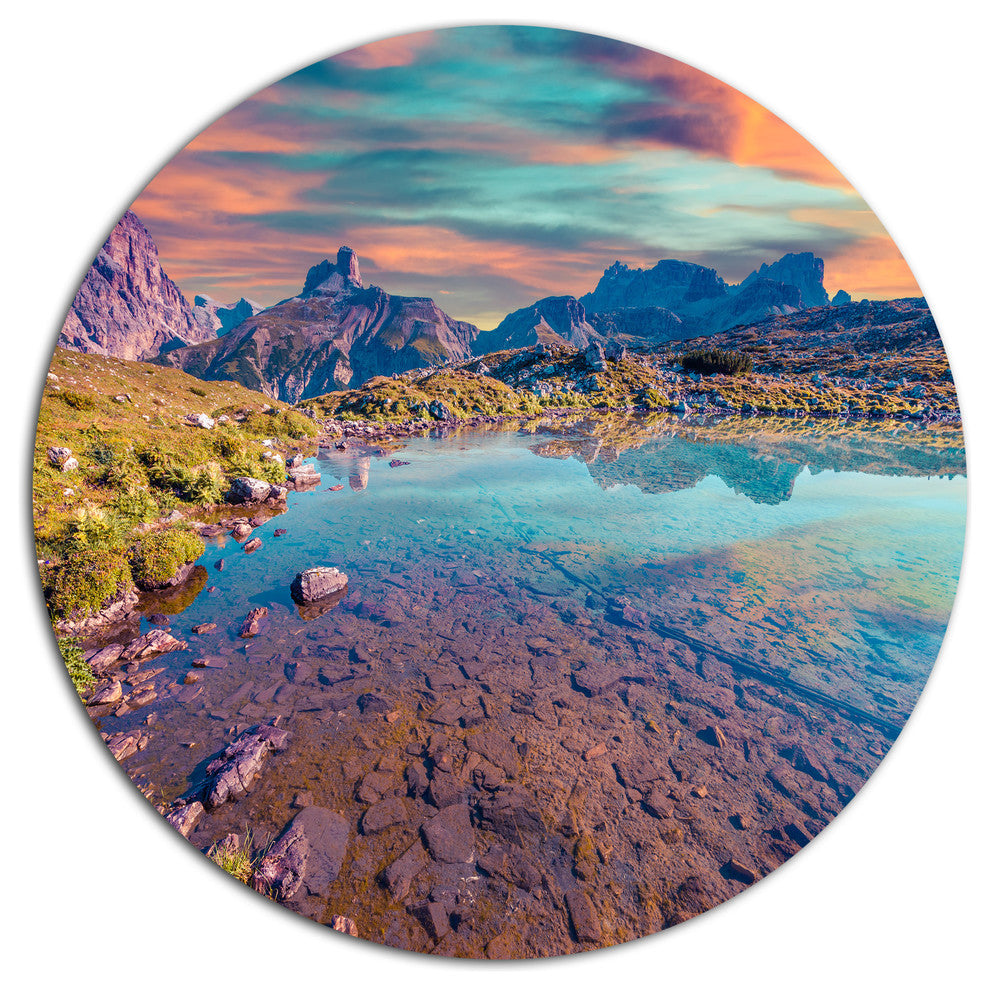 Beautiful Lake In Lago Rienza, Seashore Art Round Wall Art, 23"