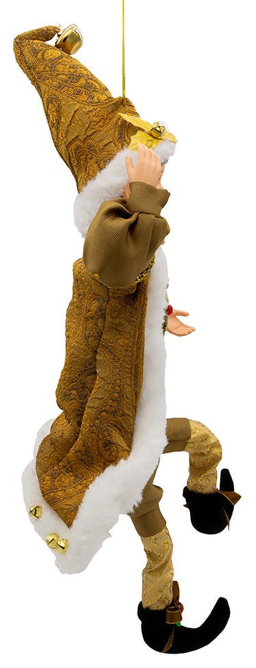 Kurt Adler 16" Kringle Klaus Fortune Gold Elf Ornament