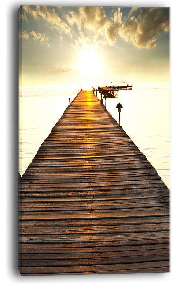 "Large Boardwalk Glowing in Sunlight" Sea Bridge Canvas Art Print, 20"x40"