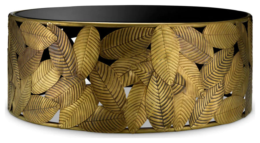 Black Beveled Glass Coffee Table, Eichholtz Botanico
