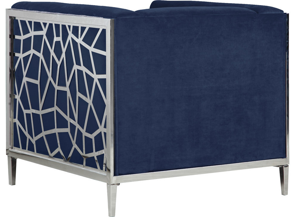 Opal Velvet Upholstered Chair, Navy