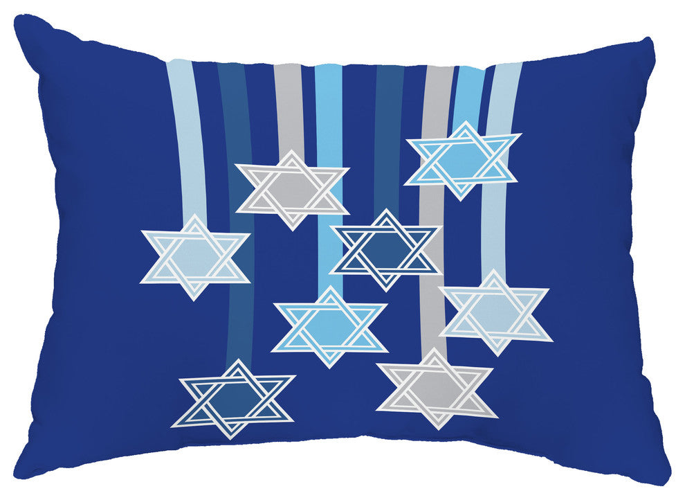 Shooting Stars 14"x20" Decorative Hanukkah Outdoor Pillow, Royal Blue