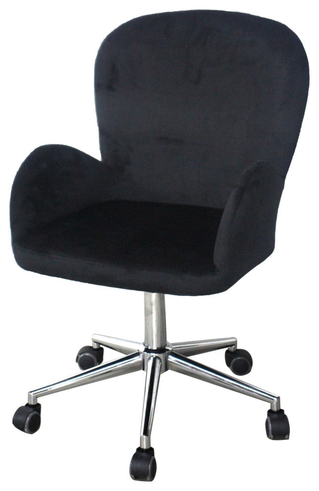 Colette Swivel Vanity Chair, Black Velvet