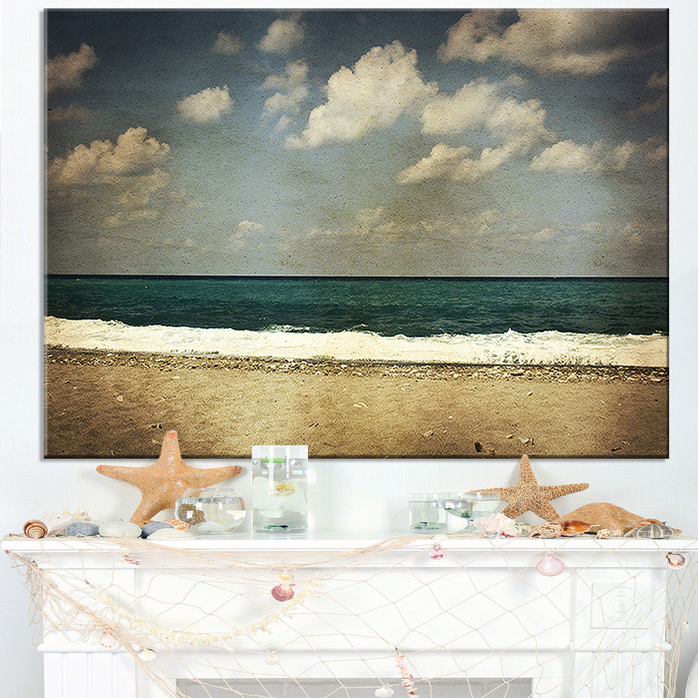 "Vintage Beach With Heavy Clouds" Seashore Canvas Print, 40"x30"