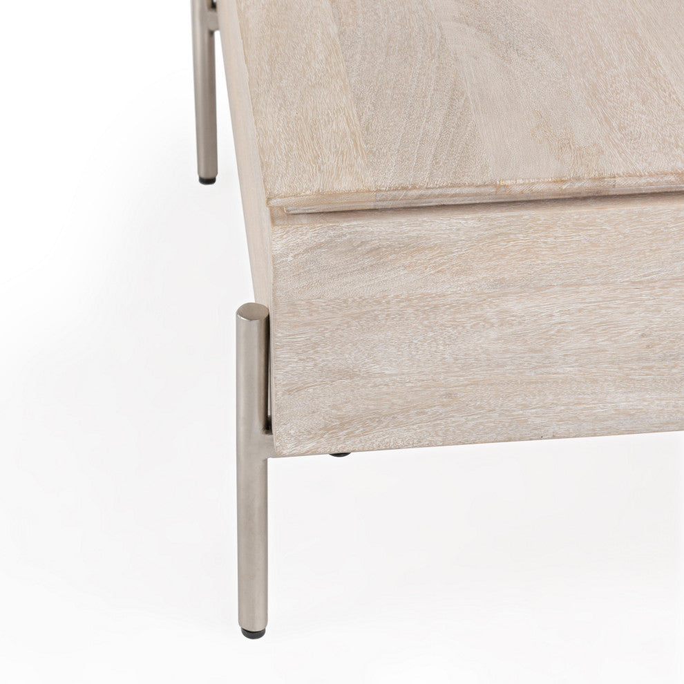 Rocklin Mango Wood Lift Top Coffee Table, White