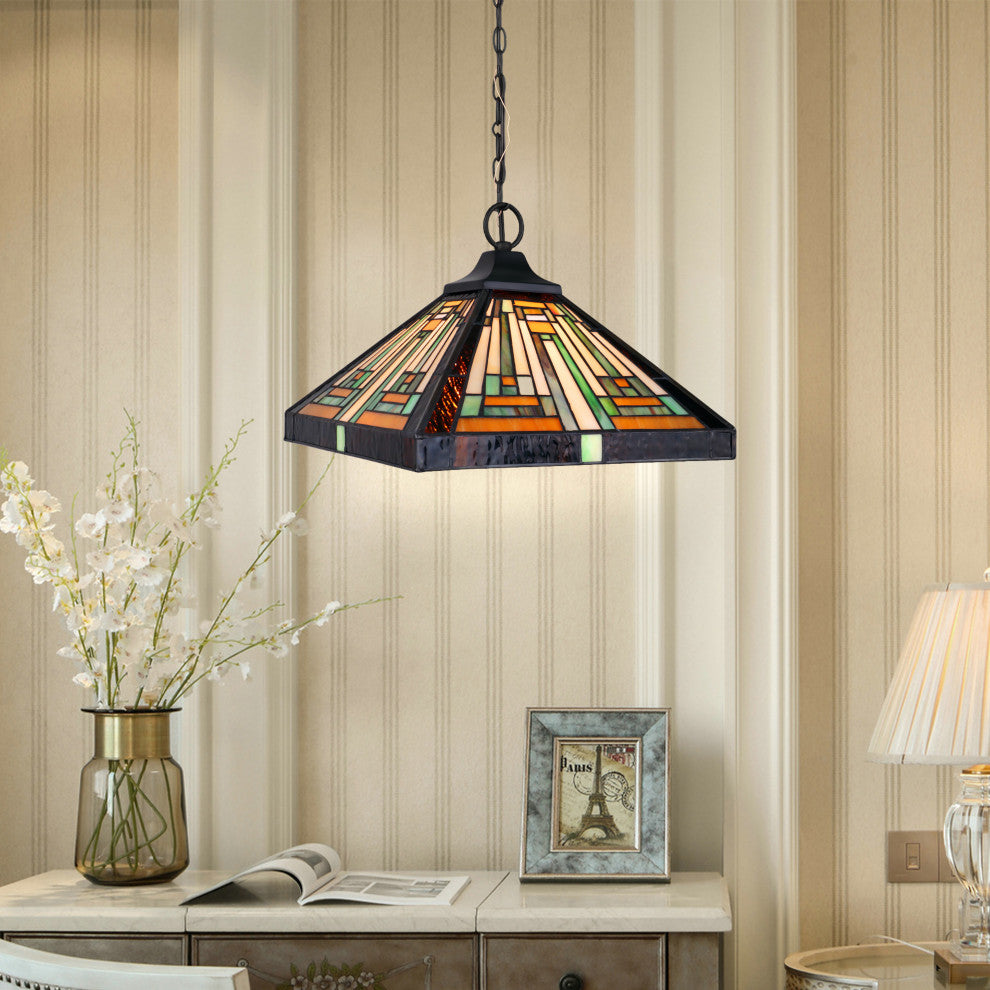 Innes Tiffany 1-Light Mission Ceiling Pendant 12" Shade
