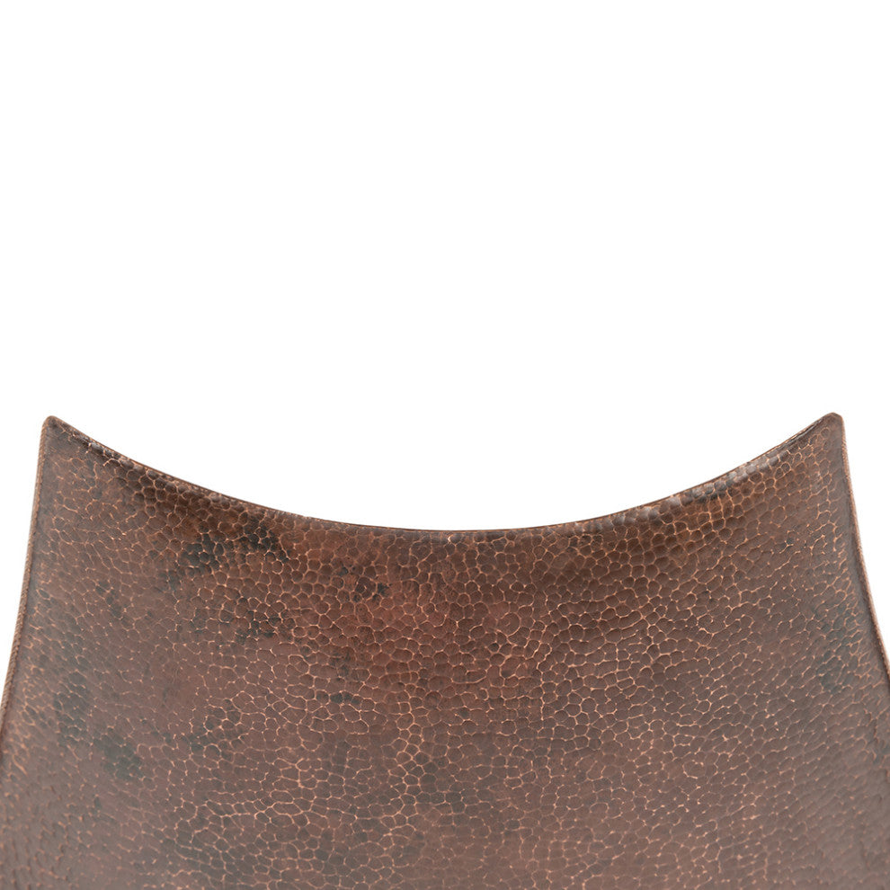 18" Rectangle Modern Slope Hammered Copper Bathroom Sink