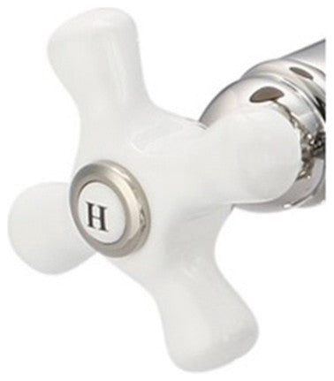 Elegant Spout Wall Mount Vessel/Lavatory Faucet, Porcelain cross handles