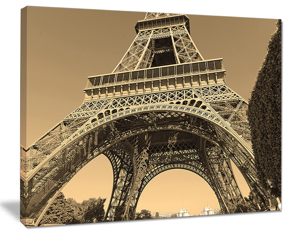 "Iconic Paris Eiffel Tower View From Ground" Cityscape Art, 20"x12"